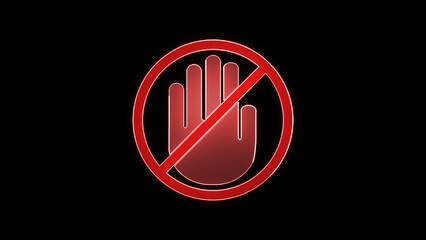 No allowed touching . please do not touch icon isolated with a black background.