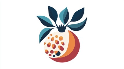 Abstract fruit design with leaves