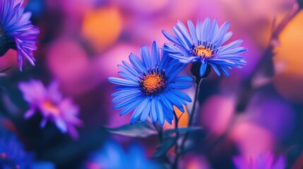 Blue Flowers in a Garden
