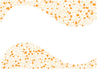 ハート柄の背景 橙系の3色 フチと単色 ハート