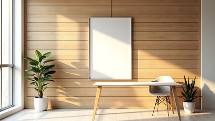 Modern minimalist interior design with vertical mirror