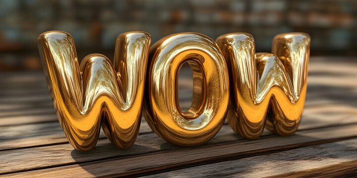 Golden WOW 3D Render - Powered by Adobe