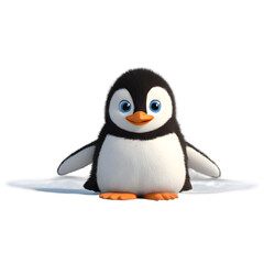 Cute 3d cartoon penguin character isolated png transparent background