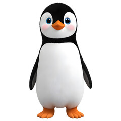 Fototapeta premium Cute 3d cartoon penguin character isolated png transparent background