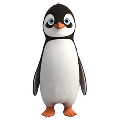 Obraz premium Cute 3d cartoon penguin character isolated png transparent background