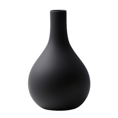 Matte dark vase isolated on PNG transparent background, cut out