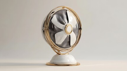 Gold  White Retro Fan with Minimalist.