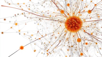Top down view of neural network's firing process illustration white background
