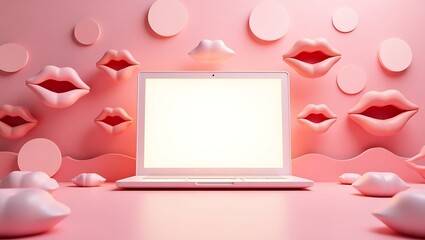 Pastel pink background with blank square feminine empty space