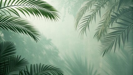 Obraz premium Green tropical palm tree leaves create a natural summer background