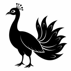 Stylized Black Peacock Silhouette Vector