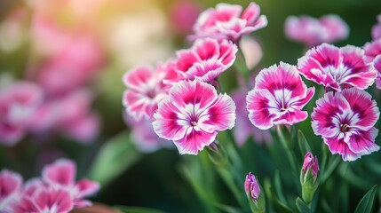 Pink Flowers with White Centers in a Garden