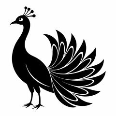 Stylized Black Peacock Silhouette Vector