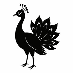 Stylized Black Peacock Silhouette Vector