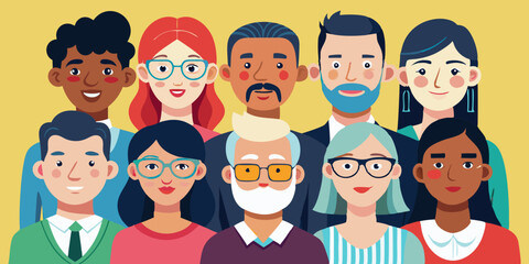 Avatares de diversas personas con gafas. Hombres y mujeres con diferentes gafas, expresiones faciales y peinados. Personajes multiculturales con gafas, gafas redondas hipster, colección de gafas moder