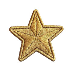 Gold stitched star isolated on PNG transparent background, cut out