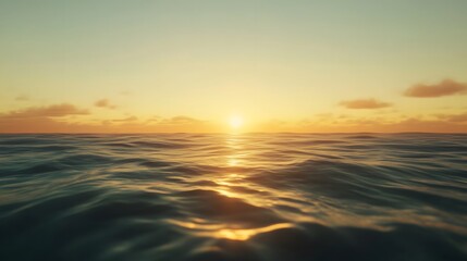 Obraz premium Serene Ocean Sunset with Gentle Waves and Tranquil Atmosphere