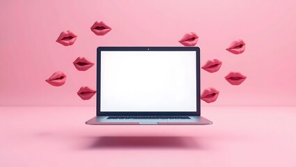 Stylish square object on pastel pink background