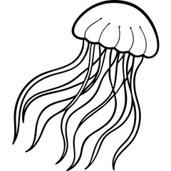 Stylized Jellyfish Vector Line Art