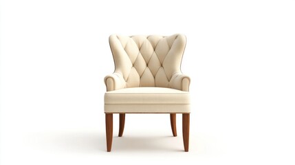 Fototapeta premium Cream-colored tufted armchair
