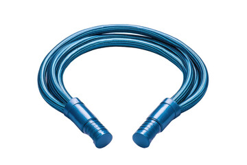 Coiled azure cables isolated on PNG transparent background, cut out