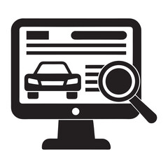 Car Diagnostic Software on Computer Icon, silhouette, vector