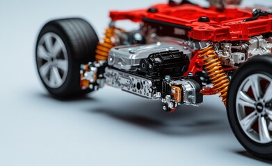 Fototapeta premium Detailed Engineering Model of a Car Chassis with Suspension System