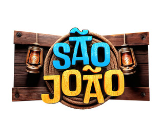 Selo 3D temático de São João com estilo festivo	
