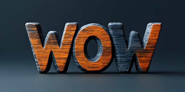 3D Wood Text WOW Illustration