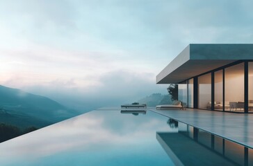 Fototapeta premium 8K A modern countryside villa with a panoramic view