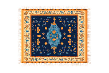Ornate oriental rug isolated on PNG transparent background, cut out