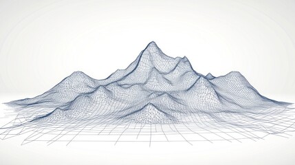 Abstract digital rendering of a mountainous terrain.