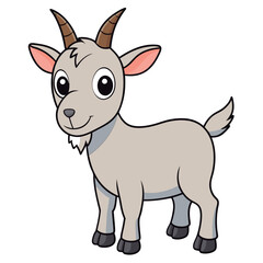 Vector illustration of a Cute cartoon goat standing.