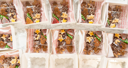 Packing Gingerbread Cookies in Holiday Gift Boxes