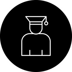 Student Vector Line Black Circle Icon Design