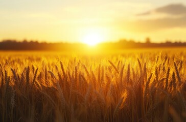 Fototapeta premium 8K A peaceful sunrise over a vast barley field,