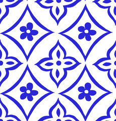 Seamless vector pattern, print with blue ornament. vintage drawing, oriental patterns, ceramics