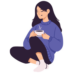 Woman Relaxing with Hot Drink