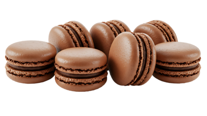 Chocolate Macarons on Transparent Background