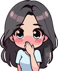 Cute Anime Girl with Shy Expression and Blushing Cheeks