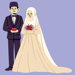 Muslim Wedding Couple Illustration