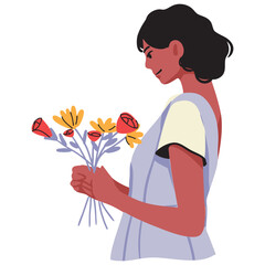 Woman Holding a Simple Flower Bunch
