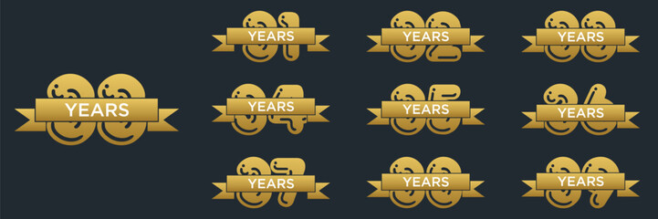 31 to 39 Years Anniversary celebration illustration template design	