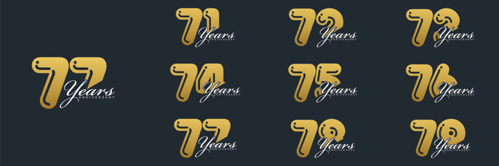 71 to 79 Years Anniversary celebration illustration template design	
