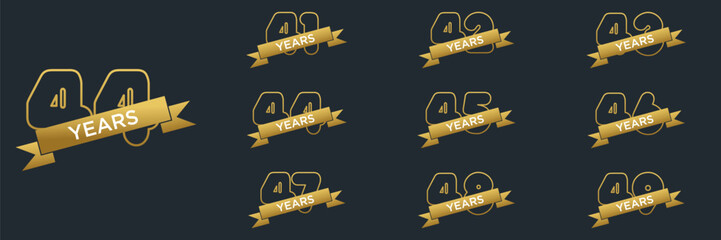 41 to 49 Years Anniversary celebration illustration template design	