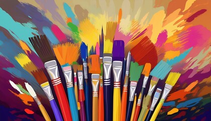 colorful creative brushes of different sizes background, design idea concept graphic resource