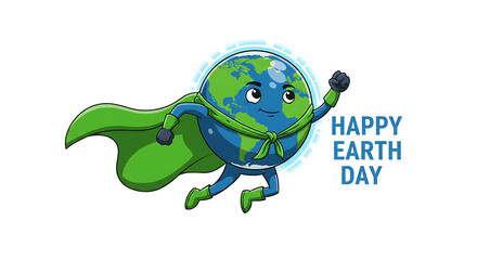 Obraz premium Happy Earth Day Cute 3D Earth Character Planting a Flower