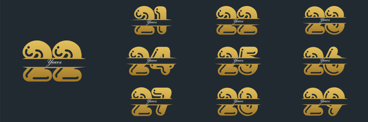 21 to 29 Years Anniversary celebration illustration template design	