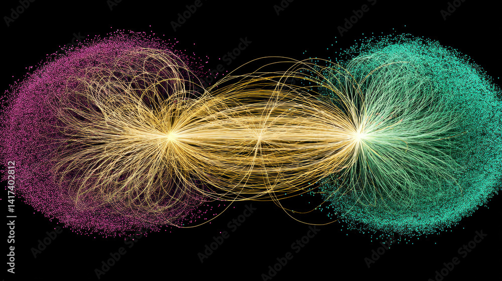 Aufkleber quantum mechanic, high-resolution image depicting a collision, showcasing dynamic movement and impac