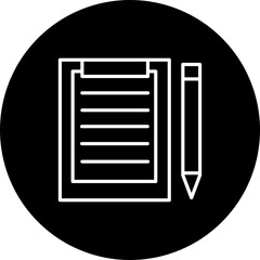 Clipboard Vector Line Black Circle Icon Design